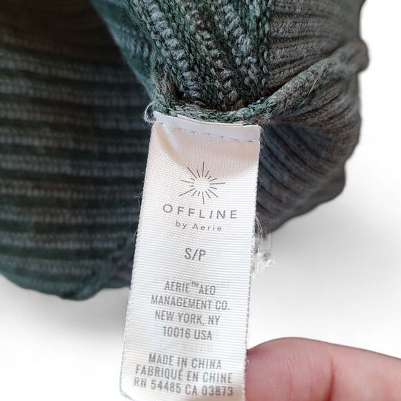 OFFLINE Aerie Real Me Ribbed Quarter Zip Sweater Athleisure Loungewear Green S - Picture 6 of 8